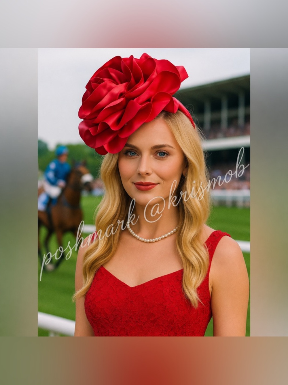 Red Floral Rose Fascinator Headband Kentucky Derby Ready Tea Garden Church Hat